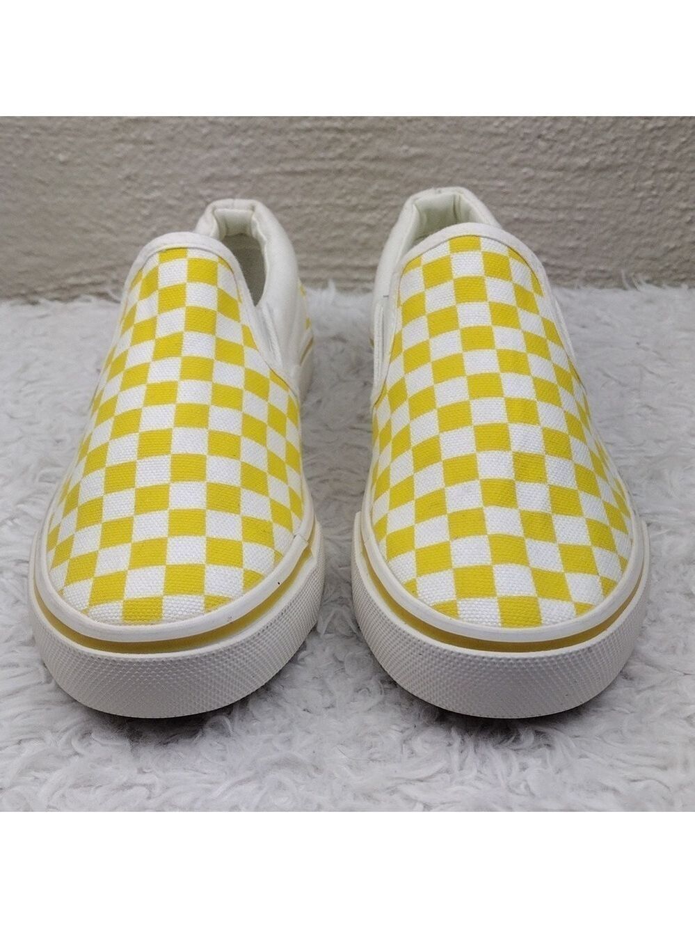 Vans DSY Off The Word Yellow Checkered Canvas Round Toe Low Top Slip-On Sneaker - Picture 2 of 16